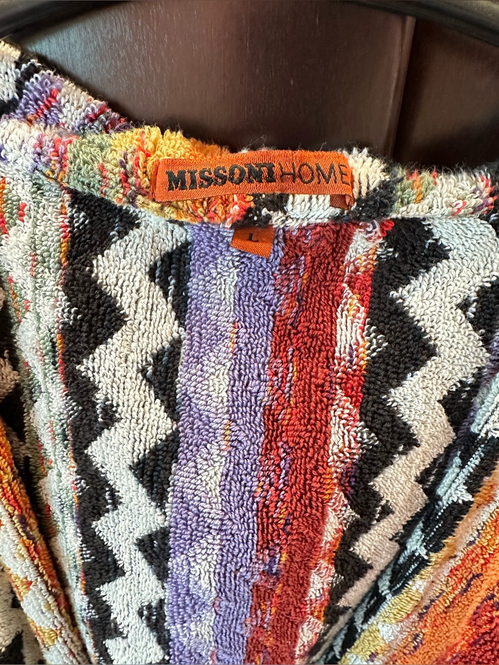 Missoni Home Zigzag Multicolor Hooded Terry Cloth Robe Black White Long - Picture 3 of 3